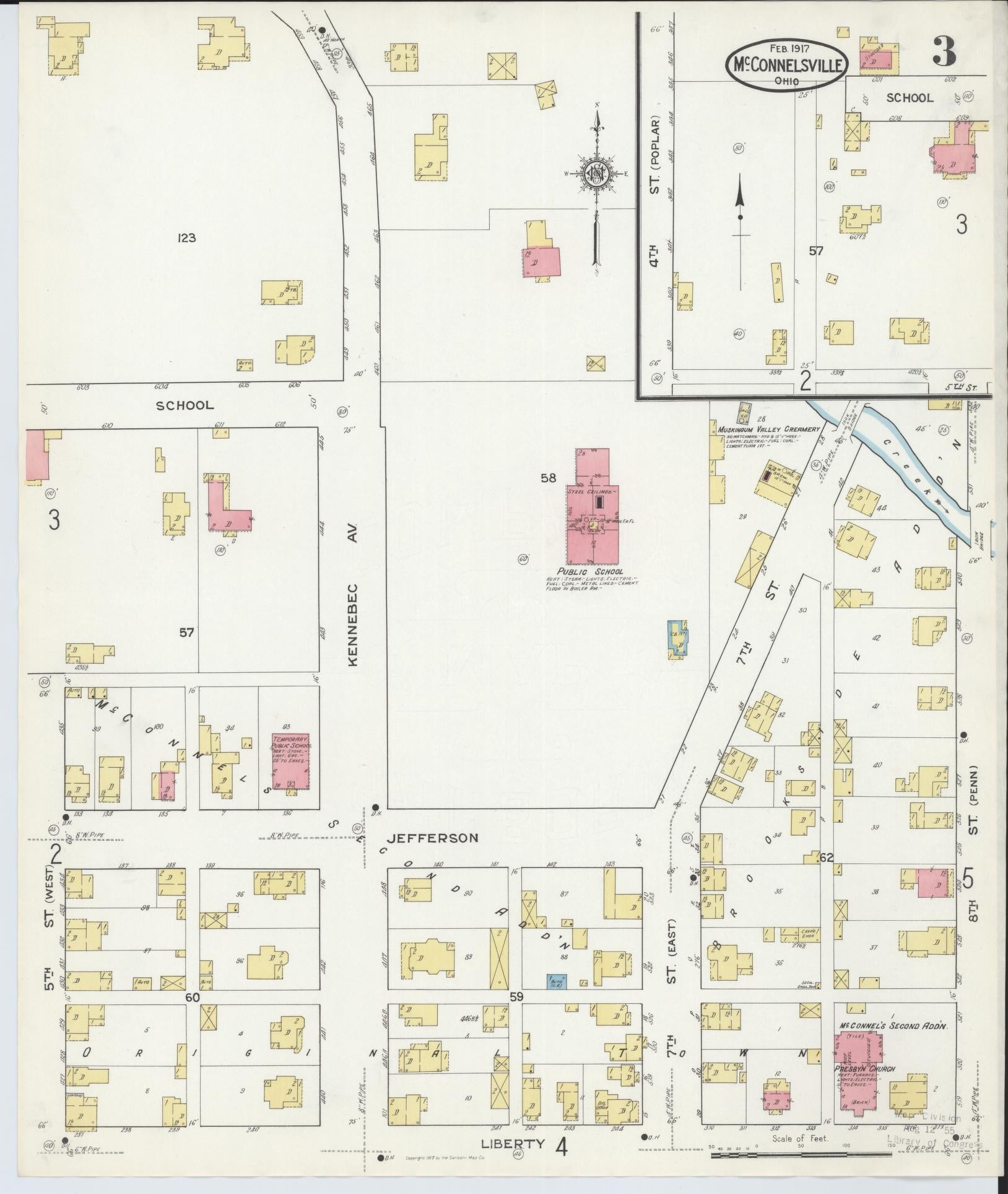 Sanborn Fire Insurance Map from McConnelsville, Morgan County, Ohio (1917), Sheet #0003 - Historic Sanborn Fire Insurance Map Print, vintage old map wall art, antique decor, genealogy gift, Ohio Ohio map