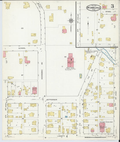 Sanborn Fire Insurance Map from McConnelsville, Morgan County, Ohio (1917), Sheet #0003 - Historic Sanborn Fire Insurance Map Print, vintage old map wall art, antique decor, genealogy gift, Ohio Ohio map