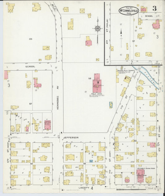 Sanborn Fire Insurance Map from McConnelsville, Morgan County, Ohio (1917), Sheet #0003 - Historic Sanborn Fire Insurance Map Print, vintage old map wall art, antique decor, genealogy gift, Ohio Ohio map