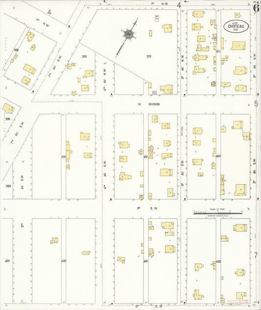 Sanborn Fire Insurance Map from Choteau, Teton County, Montana (1921), Sheet #0006 - Historic Sanborn Fire Insurance Map Print, vintage old map wall art, antique decor, genealogy gift, Montana Montana map