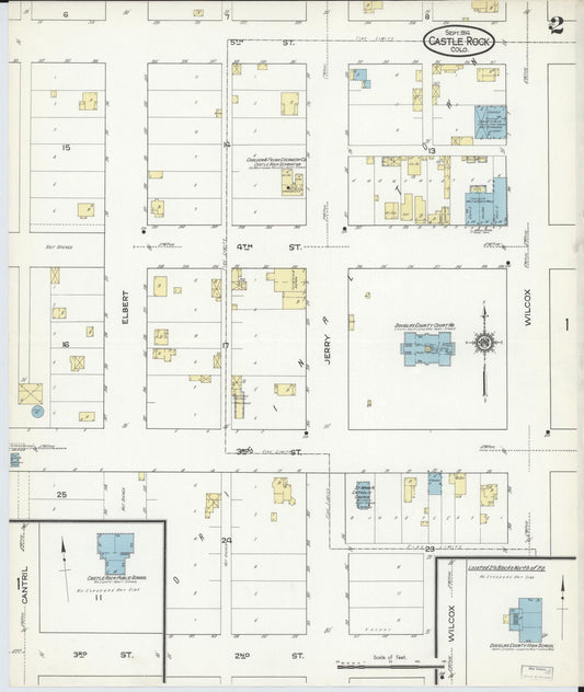 Sanborn Fire Insurance Map from Castle Rock, Douglas County, Colorado (1914), Sheet #0002 - Historic Sanborn Fire Insurance Map Print, vintage old map wall art, antique decor, genealogy gift, Colorado Colorado map