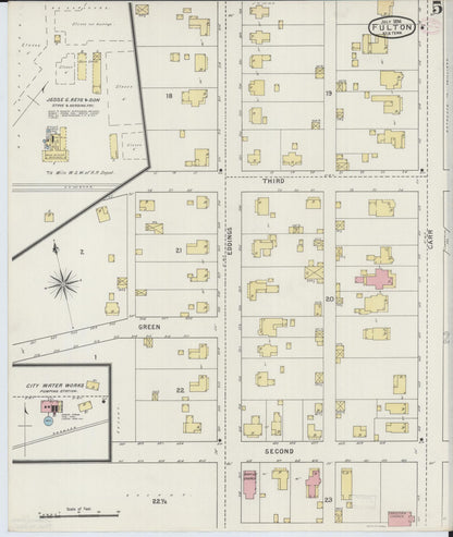 Sanborn Fire Insurance Map from Fulton, Fulton County, Kentucky (1894), Sheet #0005 - Complete Map Set gallery image, historic Sanborn map, vintage wall art, Tennessee Tennessee