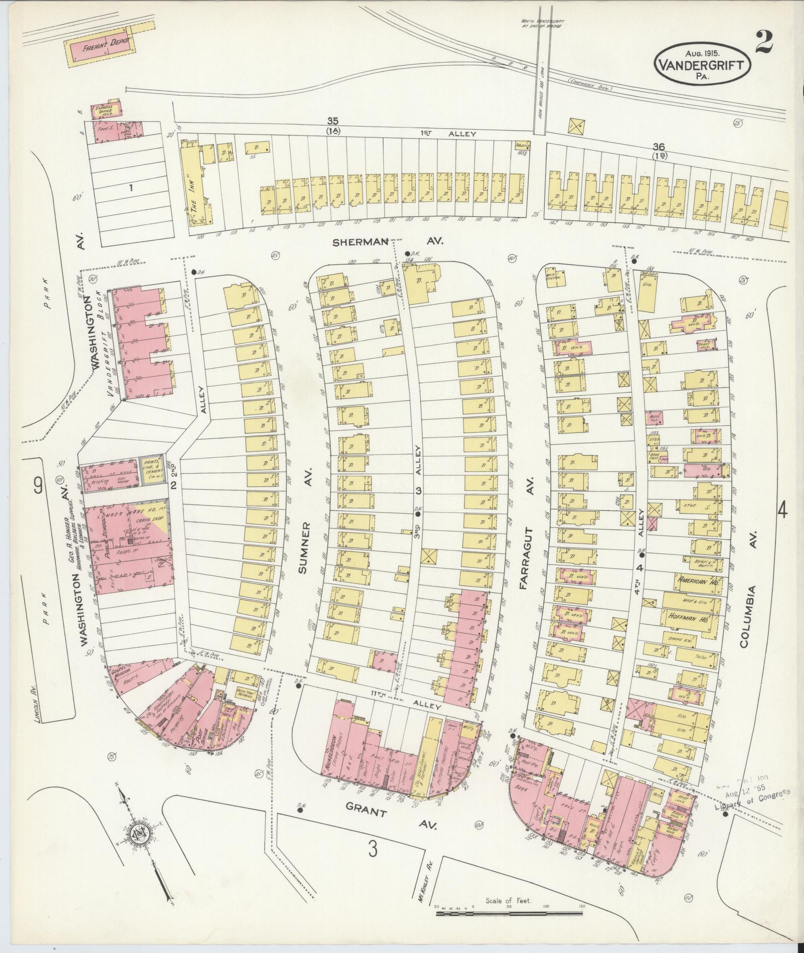 Sanborn Fire Insurance Map from Vandergrift, Westmoreland County, Pennsylvania (1915), Sheet #0002 - Complete Map Set gallery image, historic Sanborn map, vintage wall art, Pennsylvania Pennsylvania