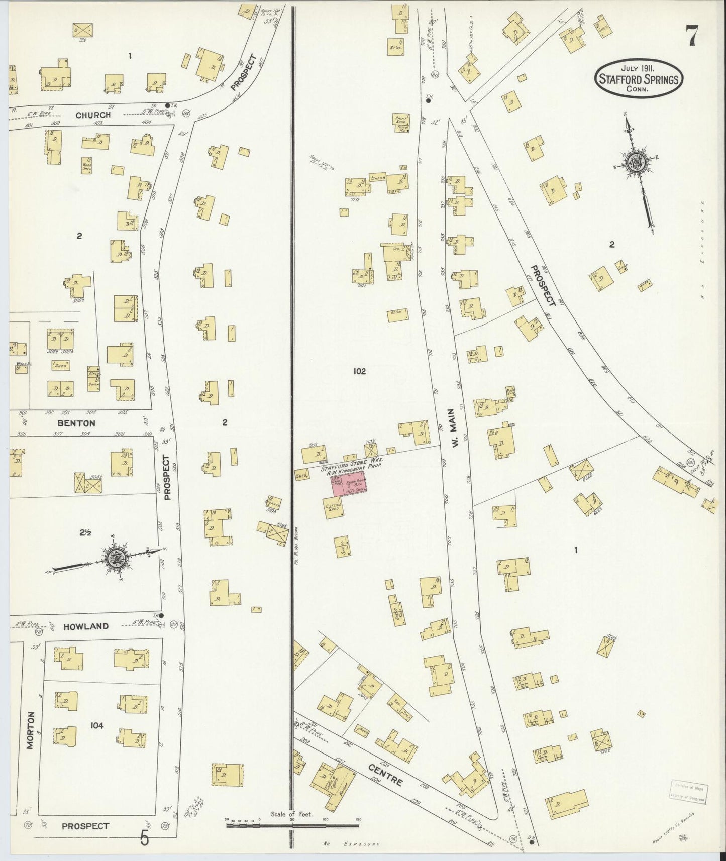 Sanborn Fire Insurance Map from Stafford Springs, Tolland County, Connecticut (1911), Sheet #0007 - Complete Map Set gallery image, historic Sanborn map, vintage wall art, Connecticut Connecticut