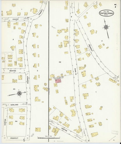 Sanborn Fire Insurance Map from Stafford Springs, Tolland County, Connecticut (1911), Sheet #0007 - Complete Map Set gallery image, historic Sanborn map, vintage wall art, Connecticut Connecticut
