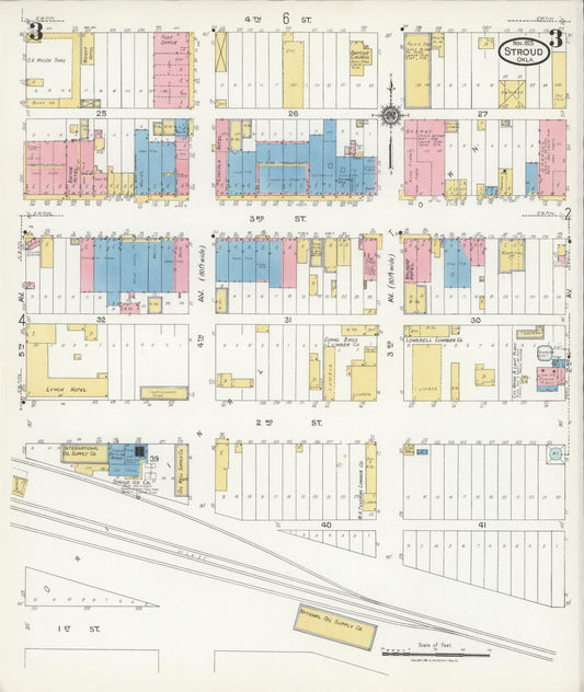 Sanborn Fire Insurance Map from Stroud, Lincoln County, Oklahoma (1925), Sheet #0003 - Historic Sanborn Fire Insurance Map Print, vintage old map wall art, antique decor, genealogy gift, Oklahoma Oklahoma map
