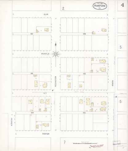 Sanborn Fire Insurance Map from Hanford, Kings County, California (1898), Sheet #0004 - Complete Map Set gallery image, historic Sanborn map, vintage wall art, California California
