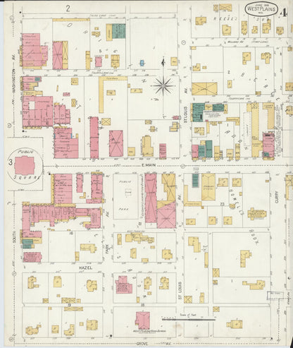 Sanborn Fire Insurance Map from West Plains, Howell County, Missouri (1906), Sheet #0004 - Complete Map Set gallery image, historic Sanborn map, vintage wall art, Missouri Missouri