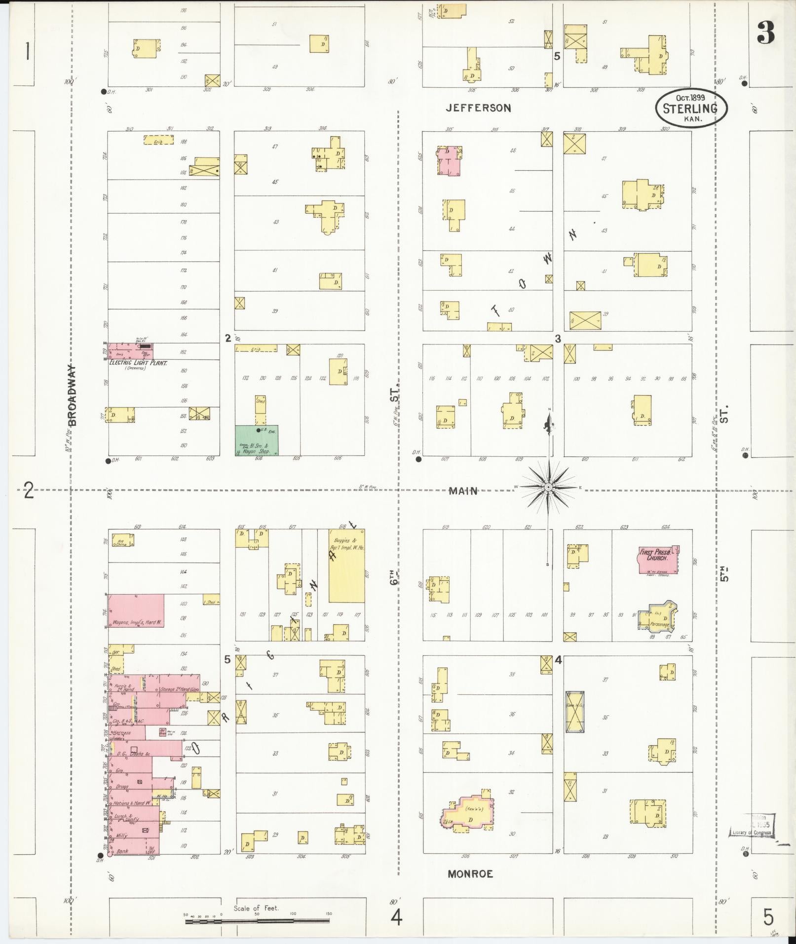 Sanborn Fire Insurance Map from Sterling, Rice County, Kansas (1899), Sheet #0003 - Historic Sanborn Fire Insurance Map Print, vintage old map wall art, antique decor, genealogy gift, Kansas Kansas map
