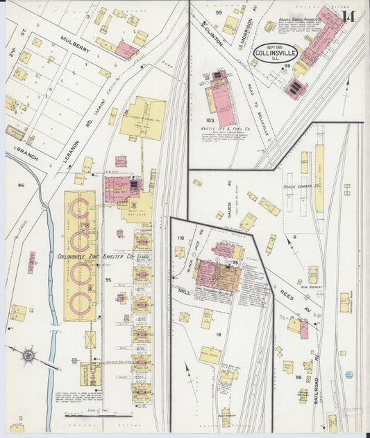 Sanborn Fire Insurance Map from Collinsville, Madison County, Illinois (1915), Sheet #0014 - Historic Sanborn Fire Insurance Map Print, vintage old map wall art, antique decor, genealogy gift, Illinois Illinois map