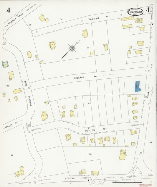 Sanborn Fire Insurance Map from Chappaqua, Westchester County, New York (1925), Sheet #0004 - Historic Sanborn Fire Insurance Map Print, vintage old map wall art, antique decor, genealogy gift, New York New York map