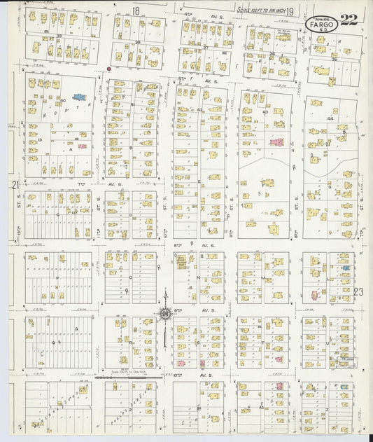 Sanborn Fire Insurance Map from Fargo, Cass County, North Dakota (1916), Sheet #0022 - Historic Sanborn Fire Insurance Map Print, vintage old map wall art, antique decor, genealogy gift, North Dakota North Dakota map