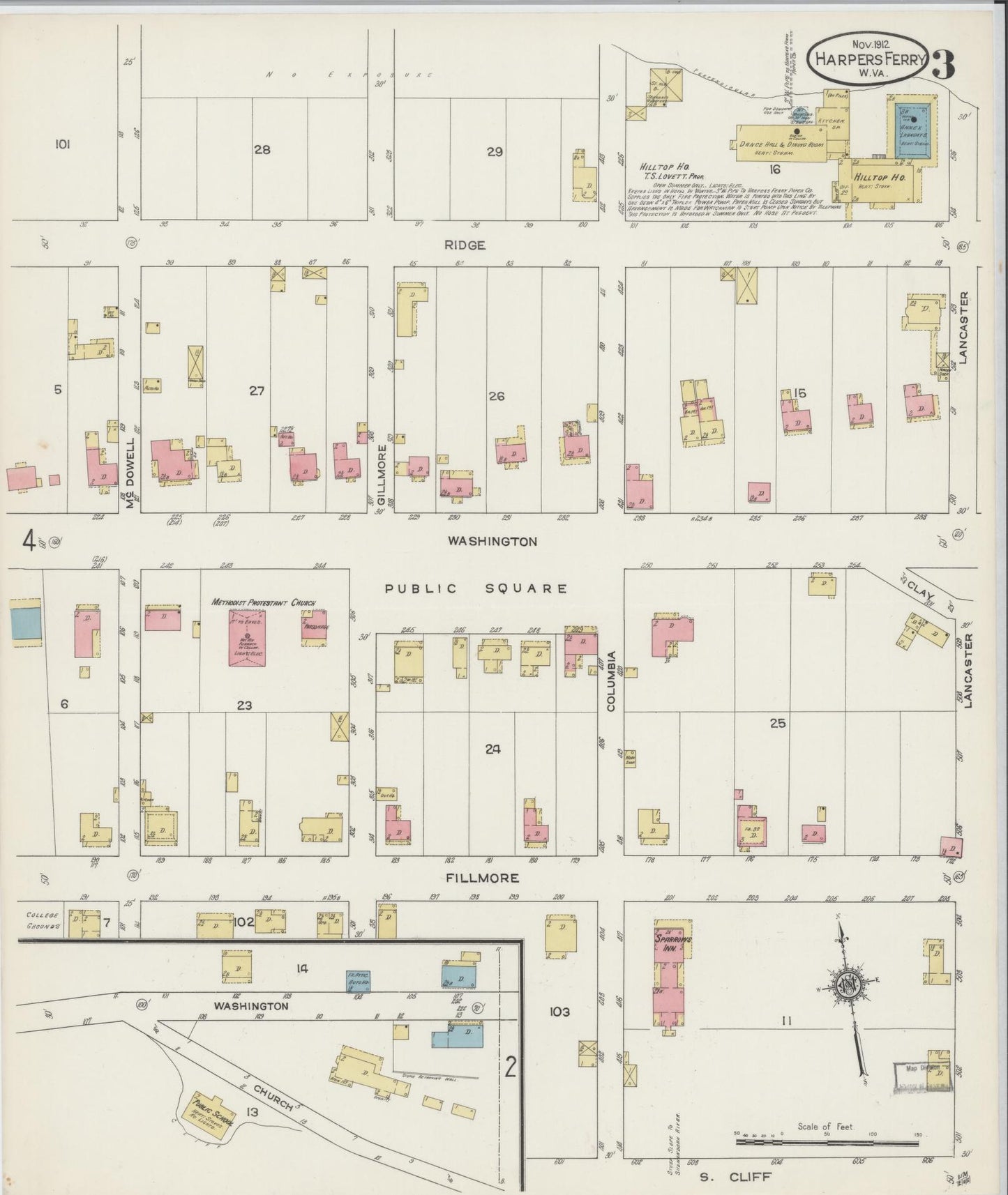 Sanborn Fire Insurance Map from Harpers Ferry, Jefferson County, West Virginia (1912), Sheet #0003 - Complete Map Set gallery image, historic Sanborn map, vintage wall art, West Virginia West Virginia