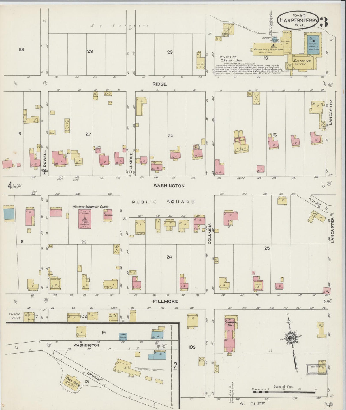 Sanborn Fire Insurance Map from Harpers Ferry, Jefferson County, West Virginia (1912), Sheet #0003 - Complete Map Set gallery image, historic Sanborn map, vintage wall art, West Virginia West Virginia
