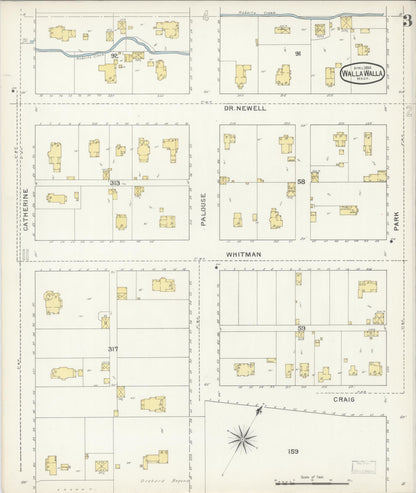 Sanborn Fire Insurance Map from Walla Walla, Walla Walla County, Washington (1894), Sheet #0003 - Complete Map Set gallery image, historic Sanborn map, vintage wall art, Washington Washington