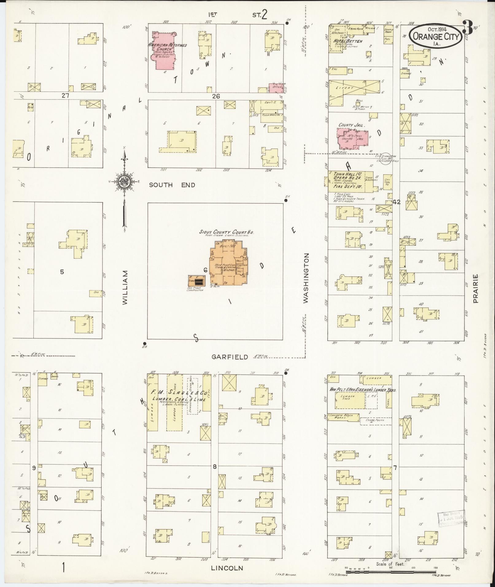 Sanborn Fire Insurance Map from Orange City, Sioux County, Iowa (1914), Sheet #0003 - Historic Sanborn Fire Insurance Map Print