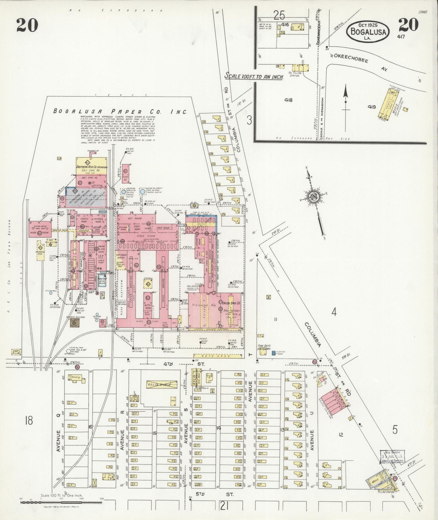 Sanborn Fire Insurance Map from Bogalusa, Washington Parish, Louisiana (1925), Sheet #0020 - Complete Map Set gallery image, historic Sanborn map, vintage wall art, Louisiana Louisiana