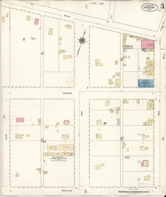 Sanborn Fire Insurance Map from Sheridan, Madison County, Montana (1927), Sheet #0003 - Historic Sanborn Fire Insurance Map Print, vintage old map wall art, antique decor, genealogy gift, Montana Montana map