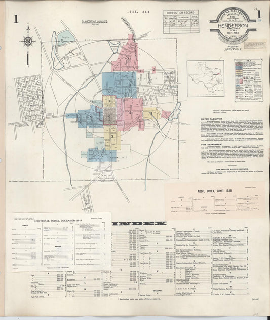 Sanborn Fire Insurance Map from Henderson, Rusk County, Texas (1949), Sheet #0001 - Complete Map Set gallery image, historic Sanborn map, vintage wall art, Texas Texas