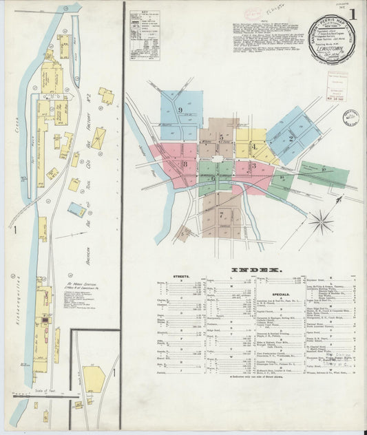 Sanborn Fire Insurance Map from Lewistown, Mifflin County, Pennsylvania (1896), Sheet #0001 - Complete Map Set gallery image, historic Sanborn map, vintage wall art, Pennsylvania Pennsylvania