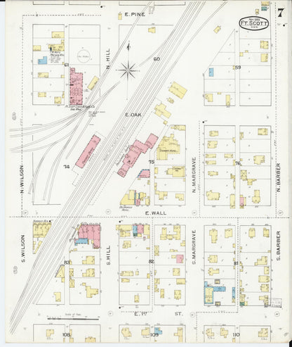 Sanborn Fire Insurance Map from Fort Scott, Bourbon County, Kansas (1893), Sheet #0007 - Complete Map Set gallery image, historic Sanborn map, vintage wall art, Kansas Kansas