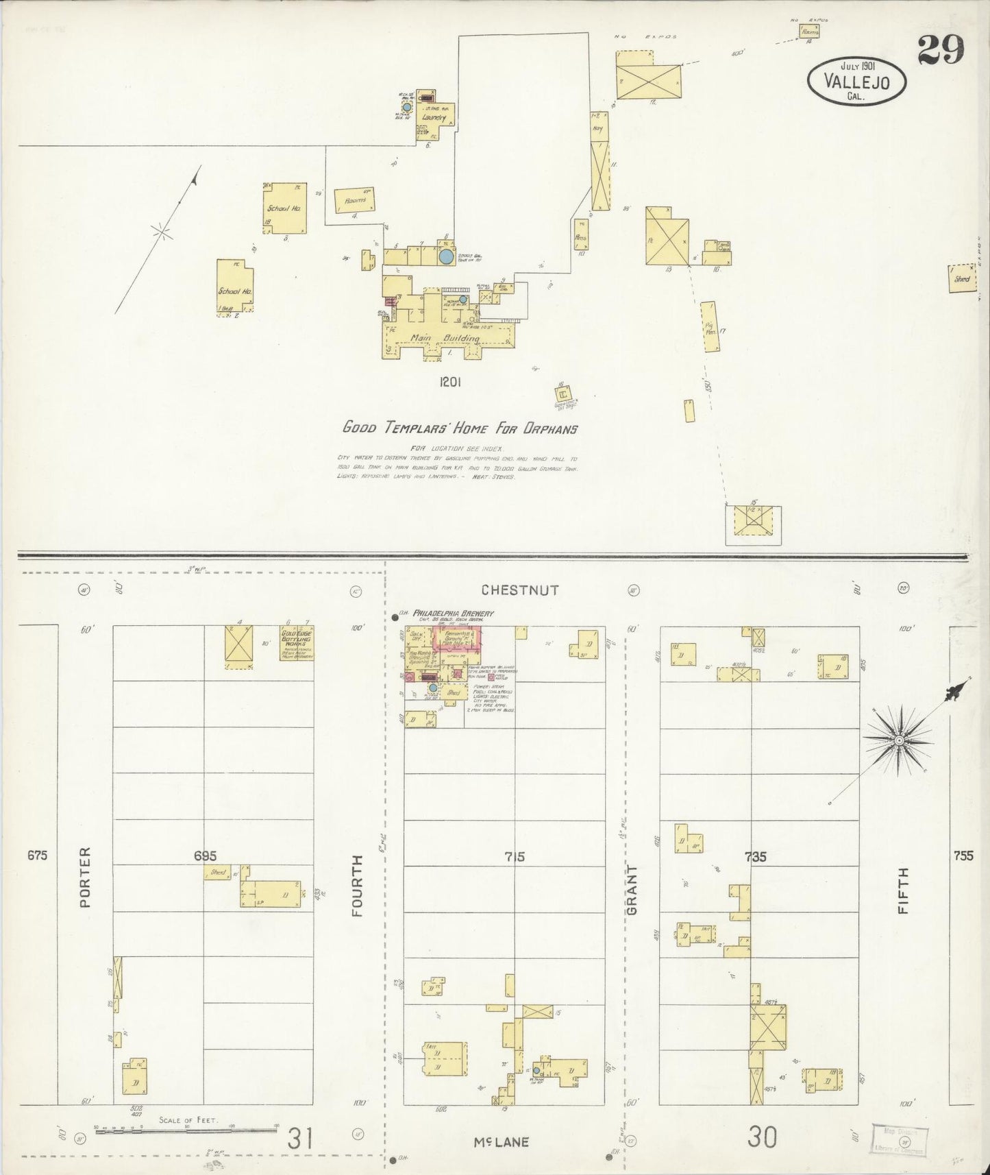 Sanborn Fire Insurance Map from Vallejo, Solano County, California (1901), Sheet #0029 - Complete Map Set gallery image, historic Sanborn map, vintage wall art, California California