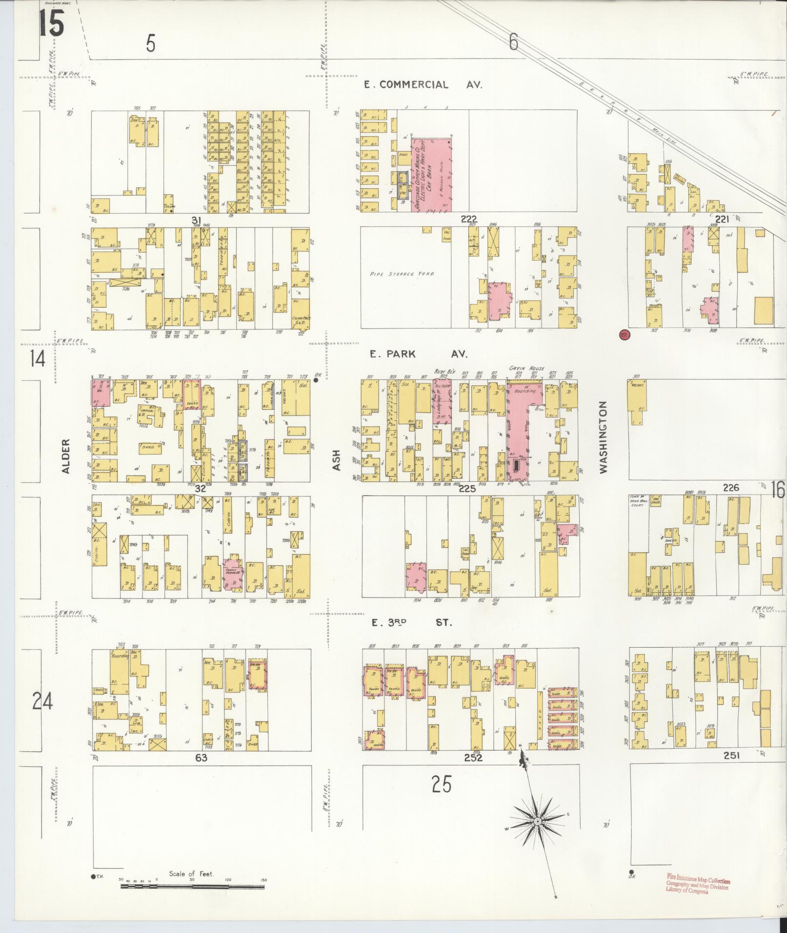 Sanborn Fire Insurance Map from Anaconda, Deer Lodge County, Montana (1903), Sheet #0015 - Complete Map Set gallery image, historic Sanborn map, vintage wall art, Montana Montana