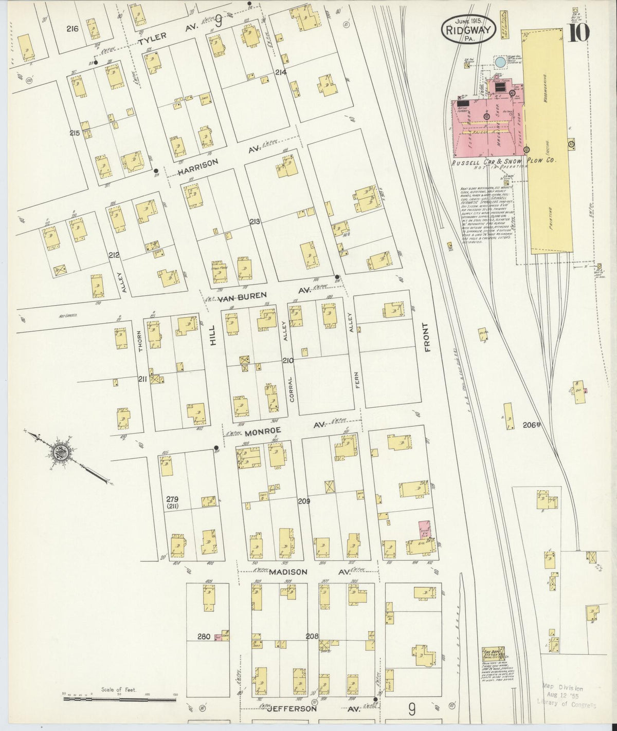 Sanborn Fire Insurance Map from Ridgway, Elk County, Pennsylvania (1915), Sheet #0010 - Historic Sanborn Fire Insurance Map Print, vintage old map wall art, antique decor, genealogy gift, Pennsylvania Pennsylvania map