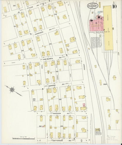 Sanborn Fire Insurance Map from Ridgway, Elk County, Pennsylvania (1915), Sheet #0010 - Historic Sanborn Fire Insurance Map Print, vintage old map wall art, antique decor, genealogy gift, Pennsylvania Pennsylvania map