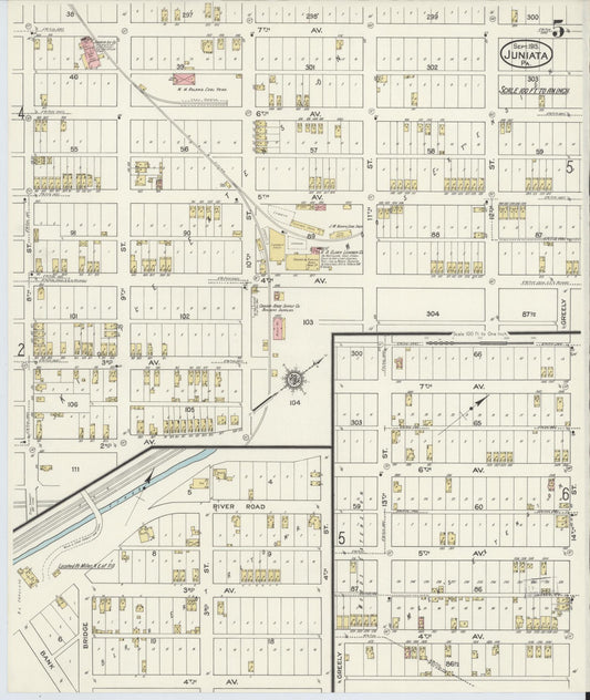 Sanborn Fire Insurance Map from Juniata, Blair County, Pennsylvania (1915), Sheet #0005 - Historic Sanborn Fire Insurance Map Print, vintage old map wall art, antique decor, genealogy gift, Pennsylvania Pennsylvania map