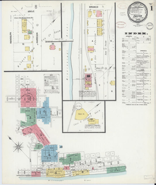Sanborn Fire Insurance Map from Chester, Randolph County, Illinois (1899), Sheet #0001 - Historic Sanborn Fire Insurance Map Print, vintage old map wall art, antique decor, genealogy gift, Illinois Illinois map