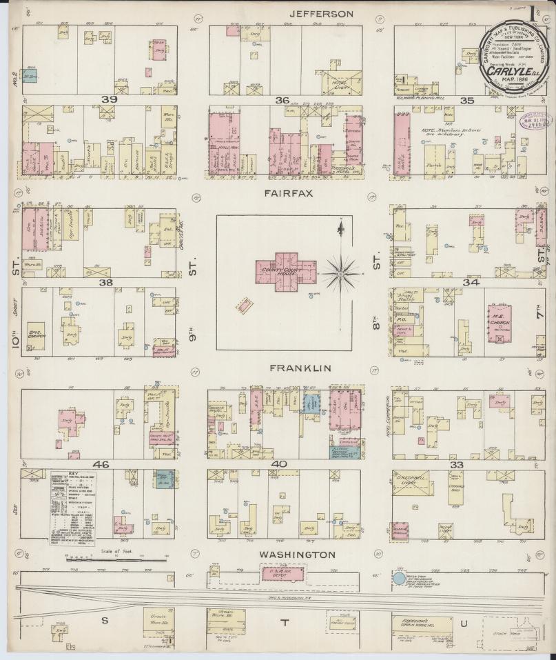 Sanborn Fire Insurance Map from Carlyle, Clinton County, Illinois. (1886) – Map View