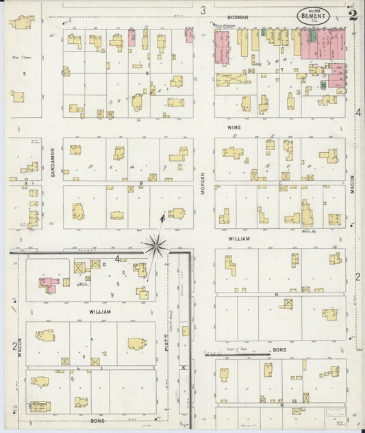 Sanborn Fire Insurance Map from Bement, Piatt County, Illinois (1898), Sheet #0002 - Historic Sanborn Fire Insurance Map Print, vintage old map wall art, antique decor, genealogy gift, Illinois Illinois map
