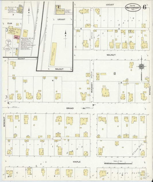 Sanborn Fire Insurance Map from Whitewright, Grayson County, Texas (1911), Sheet #0006 - Historic Sanborn Fire Insurance Map Print, vintage old map wall art, antique decor, genealogy gift, Texas Texas map