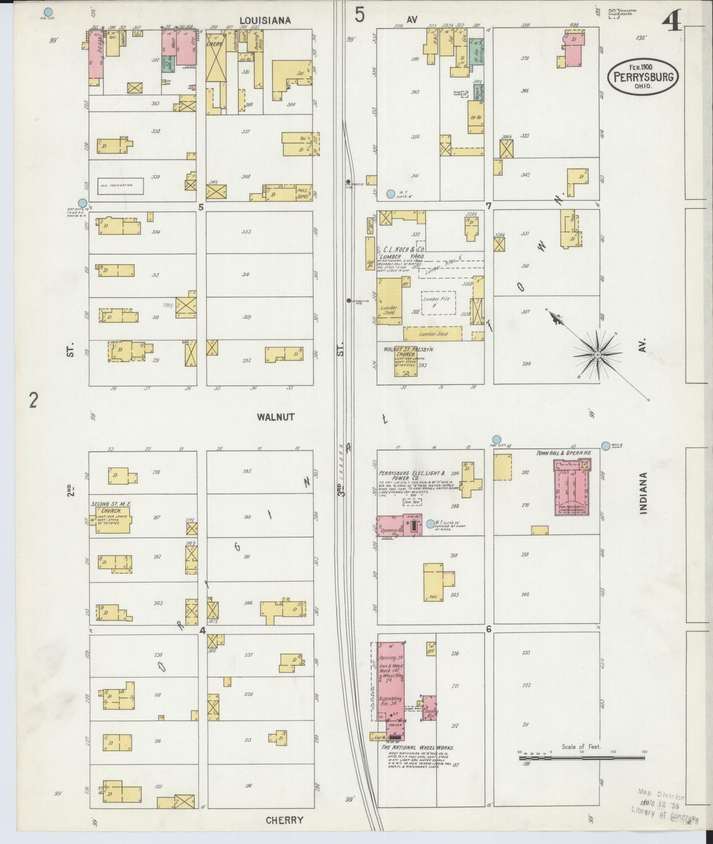Sanborn Fire Insurance Map from Perrysburg, Wood County, Ohio (1900), Sheet #0004 - Historic Sanborn Fire Insurance Map Print, vintage old map wall art, antique decor, genealogy gift, Ohio Ohio map