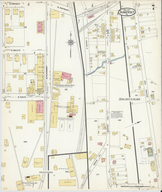 Sanborn Fire Insurance Map from Somerset, Somerset County, Pennsylvania (1917), Sheet #0007 - Historic Sanborn Fire Insurance Map Print, vintage old map wall art, antique decor, genealogy gift, Pennsylvania Pennsylvania map