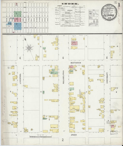 Sanborn Fire Insurance Map from Egg Harbor City, Atlantic County, New Jersey (1896), Sheet #0001 - Historic Sanborn Fire Insurance Map Print, vintage old map wall art, antique decor, genealogy gift, New Jersey New Jersey map