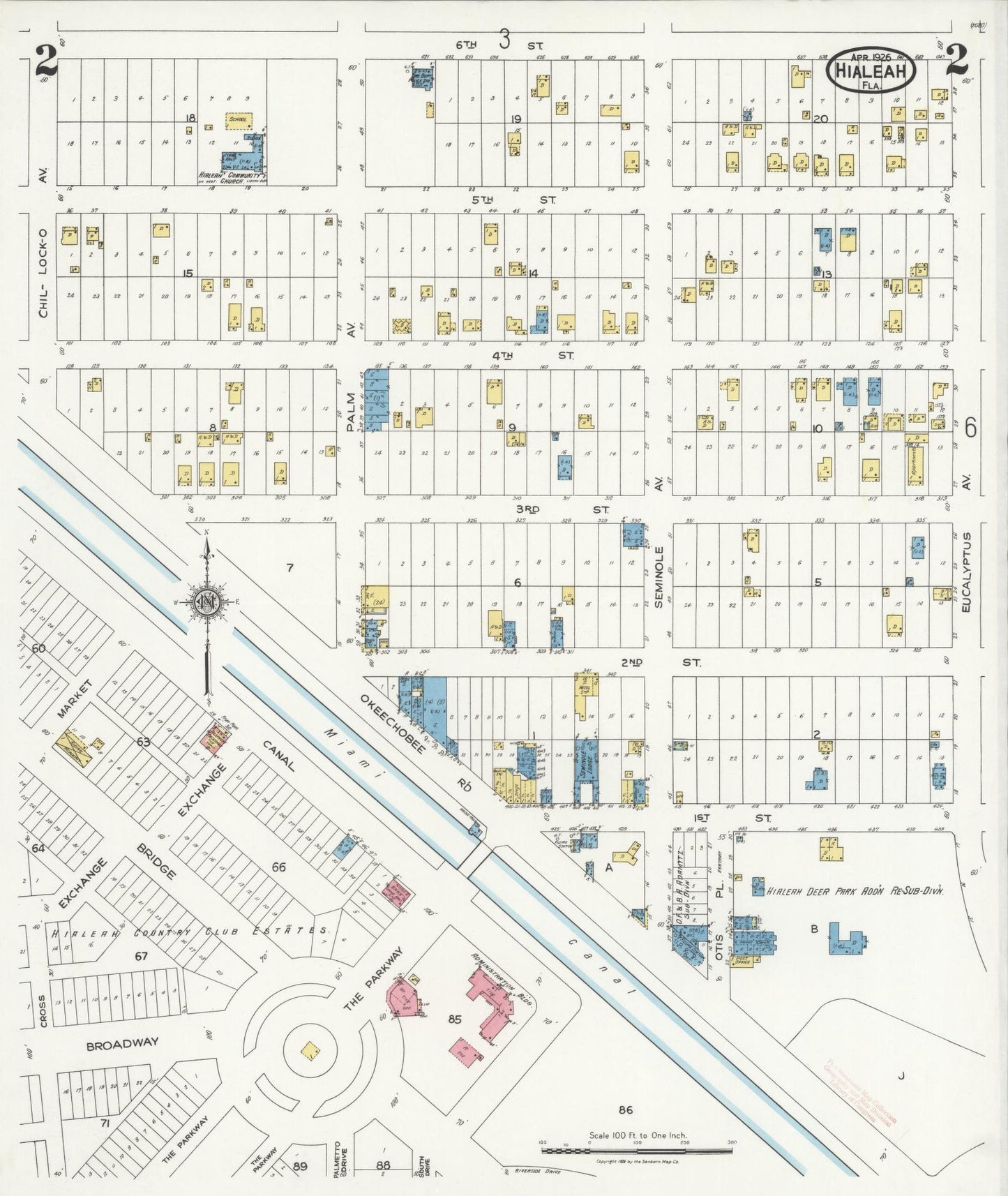 Sanborn Fire Insurance Map from Hialeah, Dade County, Florida (1926), Sheet #0002 - Complete Map Set gallery image, historic Sanborn map, vintage wall art, Florida Florida