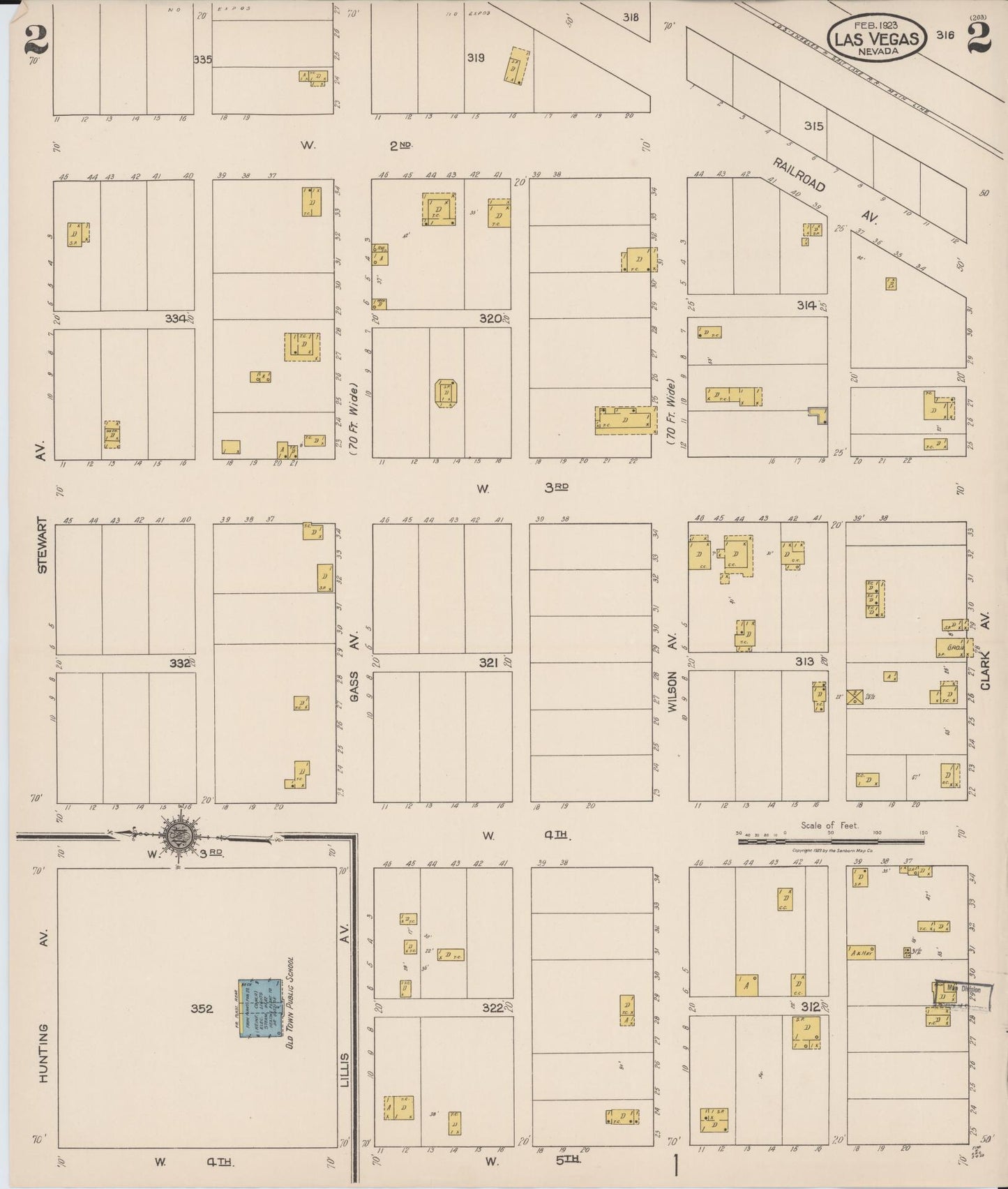 Sanborn Fire Insurance Map from Las Vegas, Clark County, Nevada (1923), Sheet #0002 - Complete Map Set gallery image, historic Sanborn map, vintage wall art, Nevada Nevada