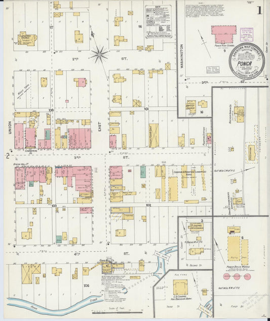 Sanborn Fire Insurance Map from Ponca, Dixon County, Nebraska (1904), Sheet #0001 - Complete Map Set gallery image, historic Sanborn map, vintage wall art, Nebraska Nebraska