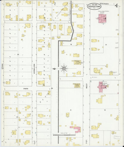 Sanborn Fire Insurance Map from Georgetown, Vermilion County, Illinois (1909), Sheet #0004 - Historic Sanborn Fire Insurance Map Print, vintage old map wall art, antique decor, genealogy gift, Illinois Illinois map