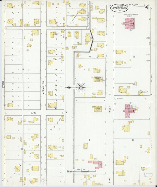 Sanborn Fire Insurance Map from Georgetown, Vermilion County, Illinois (1909), Sheet #0004 - Historic Sanborn Fire Insurance Map Print, vintage old map wall art, antique decor, genealogy gift, Illinois Illinois map