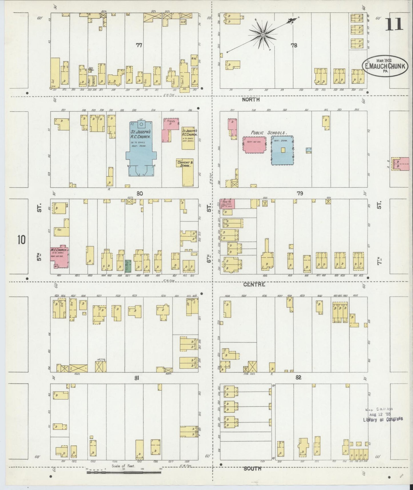 Sanborn Fire Insurance Map from Mauch Chunk, Carbon County, Pennsylvania (1902), Sheet #0011 - Complete Map Set gallery image, historic Sanborn map, vintage wall art, Pennsylvania Pennsylvania