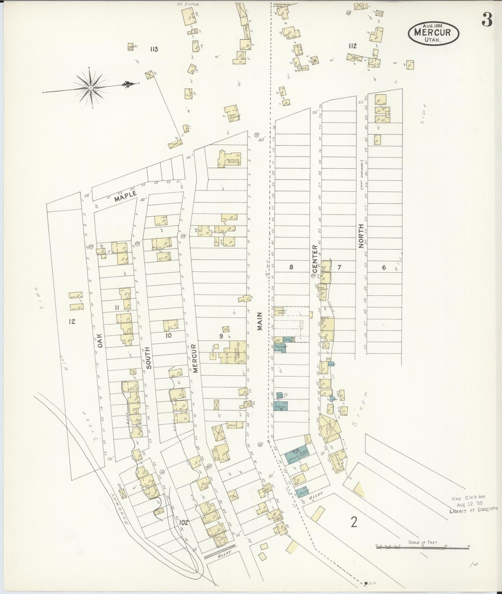 Sanborn Fire Insurance Map from Mercur, Toele County, Utah (1898), Sheet #0003 - Complete Map Set gallery image, historic Sanborn map, vintage wall art, Utah Utah