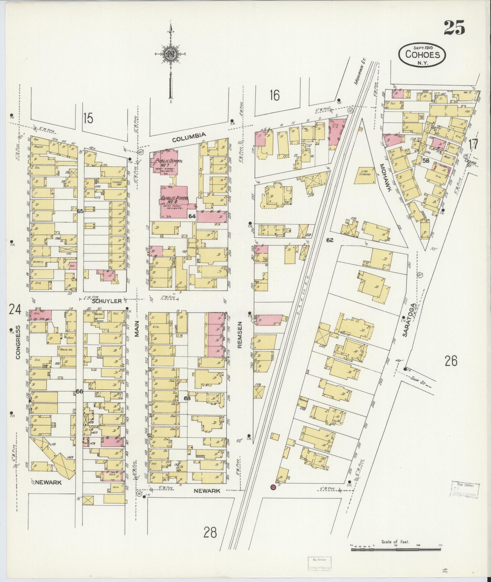 Sanborn Fire Insurance Map from Cohoes, Albany County, New York (1910), Sheet #0025 - Complete Map Set gallery image, historic Sanborn map, vintage wall art, New York New York