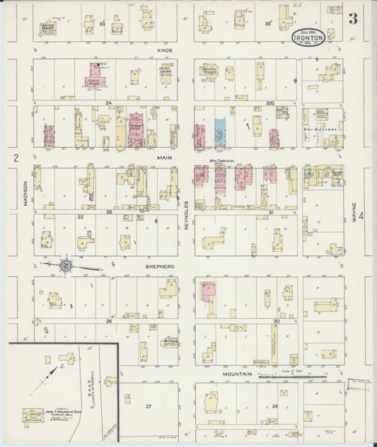 Sanborn Fire Insurance Map from Ironton, Iron County, Missouri (1914), Sheet #0003 - Historic Sanborn Fire Insurance Map Print, vintage old map wall art, antique decor, genealogy gift, Missouri Missouri map