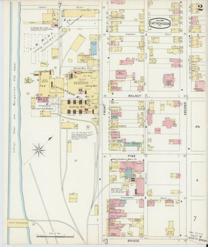 Sanborn Fire Insurance Map from Catasauqua, Lehigh County, Pennsylvania (1896), Sheet #0002 - Historic Sanborn Fire Insurance Map Print, vintage old map wall art, antique decor, genealogy gift, Pennsylvania Pennsylvania map