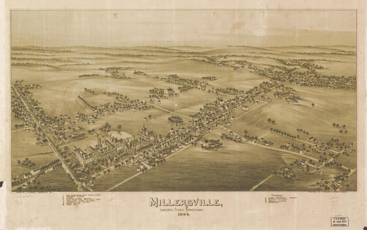 Millersville, Lancaster County, Pennsylvania 1894. (1894) – Historic Bird’s-Eye View Panorama Print