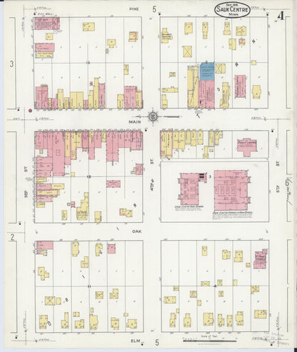 Sanborn Fire Insurance Map from Sauk Centre, Stearns County, Minnesota (1916), Sheet #0004 - Complete Map Set gallery image, historic Sanborn map, vintage wall art, Minnesota Minnesota