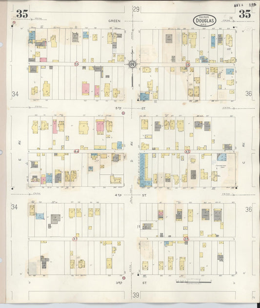 Sanborn Fire Insurance Map from Douglas, Cochise County, Arizona (1947), Sheet #0035 - Historic Sanborn Fire Insurance Map Print, vintage old map wall art, antique decor, genealogy gift, Arizona Arizona map